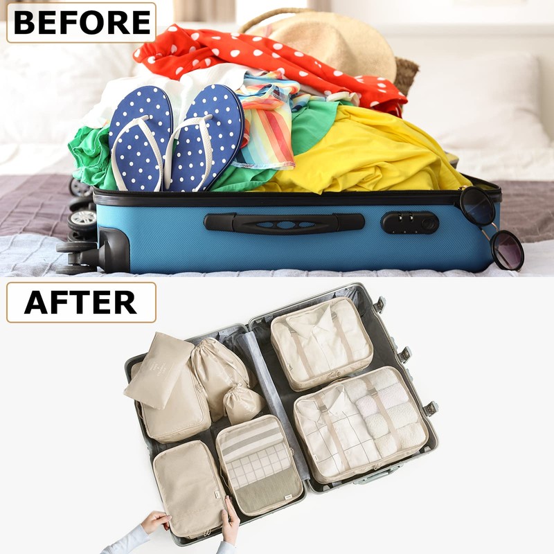 BillyBath 8-Piece Suitcase Organiser Set for Travel, Packing Cubes, Bags