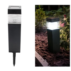 Crosslight Solar Powered Pathway Lights (2 Pack) - Column Outdoor LED Lights, Waterproof for Garden, Yard, Patio, Lawn, Walkway - Decorative Ground Stake Lighting | White