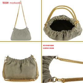 modamoda de - T259 - Mini Shoulder Bag X-Small Made of Italian Leather, Suede Pink