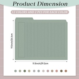 Cholemy 24 Pack Manila Lined Decorative File Folders, Letter Size, 1/3 Cut Tab, Colored File Folders, 9.5 x 11.5 Inch, Heavyweight Paper, for Home Office File Storage (Gentle Colors)