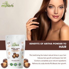 MYHERB Natural 100% Pure Organic Double Filtered Aritha/Reetha (Sapindus Trifoliatus) Powder | Ayurvedic Formula | For Face,Skin & Hair Care - 227 gm