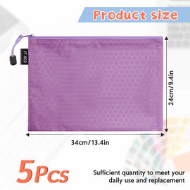 LUHIUMOYA A4 Document Wallet, Waterproof Document Bag with Zip, Bag for Paper, Documents, File, Cosmetics, Homework (Purple)