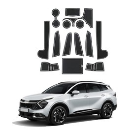 LFOTPP Non-Slip Rubber Mats for Kia Sportage NQ5 [RHD] (Automatic Transmission), Car Door Slot Mat Car Armrest Drink Holder Mat Centre Console Non-Slip Mats, Car Auto Accessories, 14pcs/Set (White)