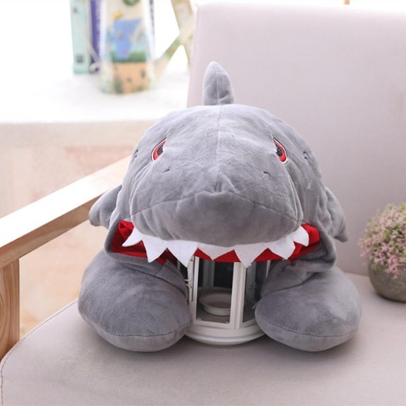 Bury Tony Shark Soft Hooded Travel Neck Pillow, Cartoon Animal