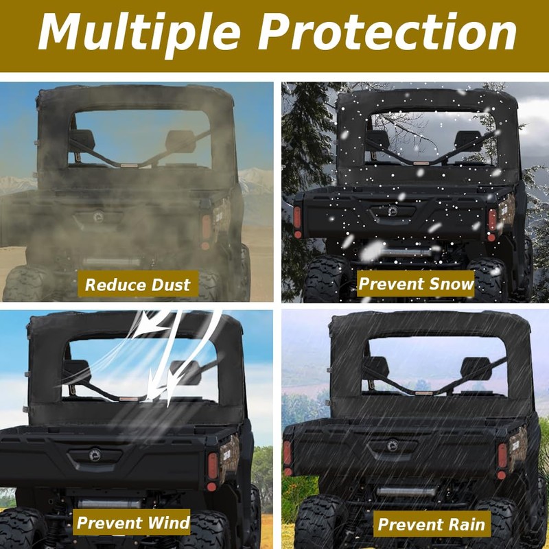 YONQIFON Defender Soft Rear Window Rear Windshield with Zipper Compatible