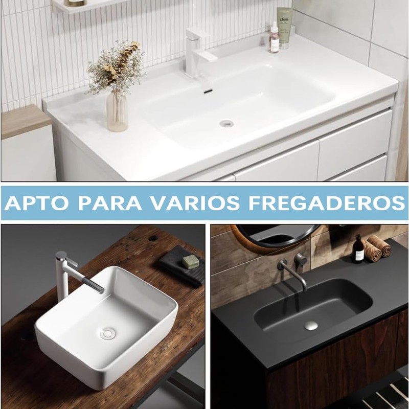 Tapón Universal Fregadero de Baño, 99% Aptos (27-41mm)（Negro）