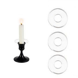 Glass Bobeches for Candlestick Holders 3pcs Candle Drip Protectors Clear Candle Rings Round Wax Catchers for Taper Wedding Party Church Home
