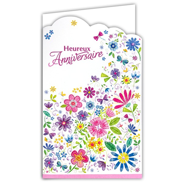 15-6503 Happy Birthday Card with Envelope for Girl Woman Bouquet