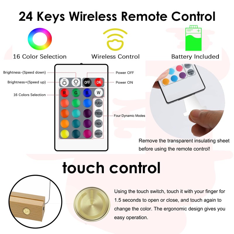 Wireless Acrylic Dry Erase with Light,12 x 10 Light up