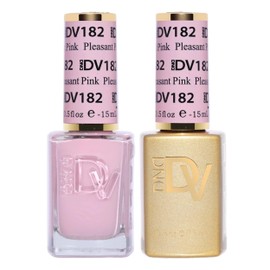 DAISY DND DND Diva Gel Polish Set, First Class Collection, UV/LED Gel Polish and Air Dry Nail Lacquer, Matching Chip-Free Polish Duo, 182 Pleasant Pink, 0.5 Fl Oz