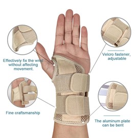 HMCEY Wrist Splint Carpal Tunnel Syndrome Splint Wrist Bandages Wrist Brace Carpal Tunnel Wrist Support for Sprains, RSI and Tendonitis (L/XL Right, Beige)