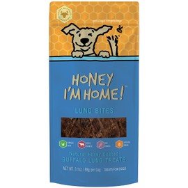 Honey I'm Home, Lung Bites Buffalo Dog Treats, 2 Inches, 3.1 Ounces - All Natural, Free Range, Healthy, Grain Free, Honey Coated & Crispy