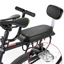 BAYINBROOK Bicycle Back Seat, Bicycle Rear Seat Cushion, PU Leather Bicycle Rear Seat Cushion, Safety Bicycle Accessories for Outdoors, Bicycle Rear Seat Handle Footrest Set Can Be Used for Adults (C)