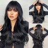 Long Curly Wavy Wig with Bangs Women Fashionable Synthetic Heat