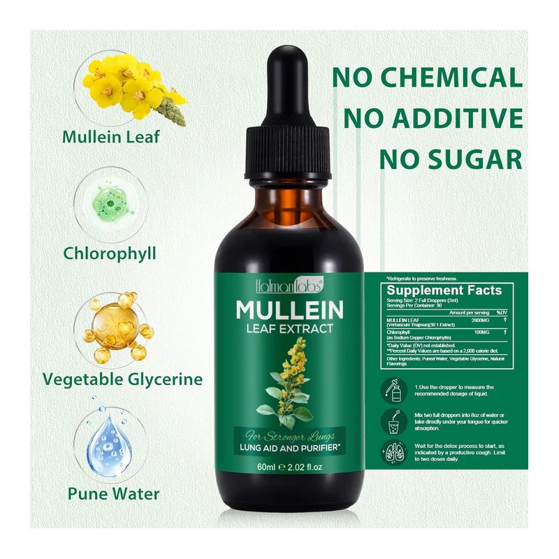 Mullein Drops for Lungs - Mullein Leaf Extract with Chlorophyll