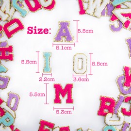 26 Self Adhesive Chenille Letter Patches, 2.16'' Stick On A to Z Patch Stickers for Fabric, Clothes, Jeans, Hat, Thick Embroidery Strong Sticking for Personalizing Tavel Makeup Bag, Bible Cover-White