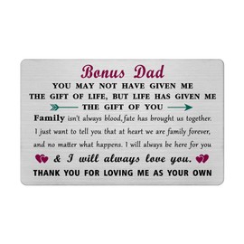 Bonus Dad Stepdad Father's Day Card- Step Dad Adoptive Unbiological Father Birthday Gifts- Christmas