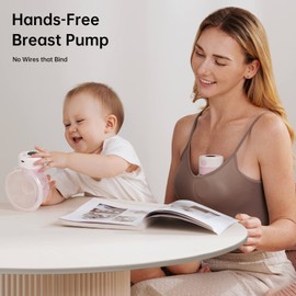 TSRETE TSRETE Double Wearable Breast Pump, Electric Hands-Free Breast Pumps with 2 Modes, 9 Levels, LCD Display, Memory Function Rechargeable Milk Extractor-24mm Flange, Pink