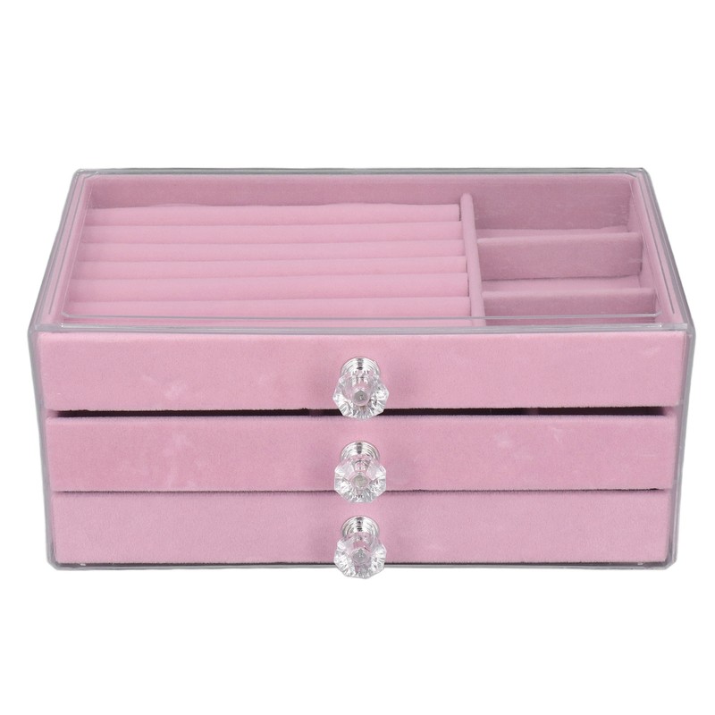 Acrylic Jewelry Organizer 3 Drawers Storage Box Transparent Jewelry Display