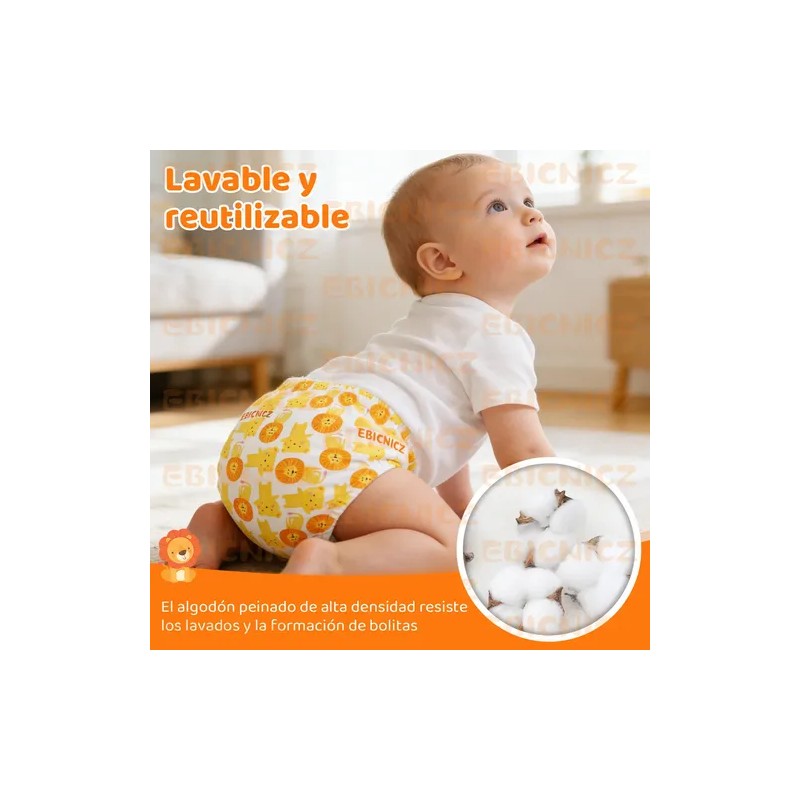 8 Pañales Entrenadores Reutilizables Calzones Algodón Niños