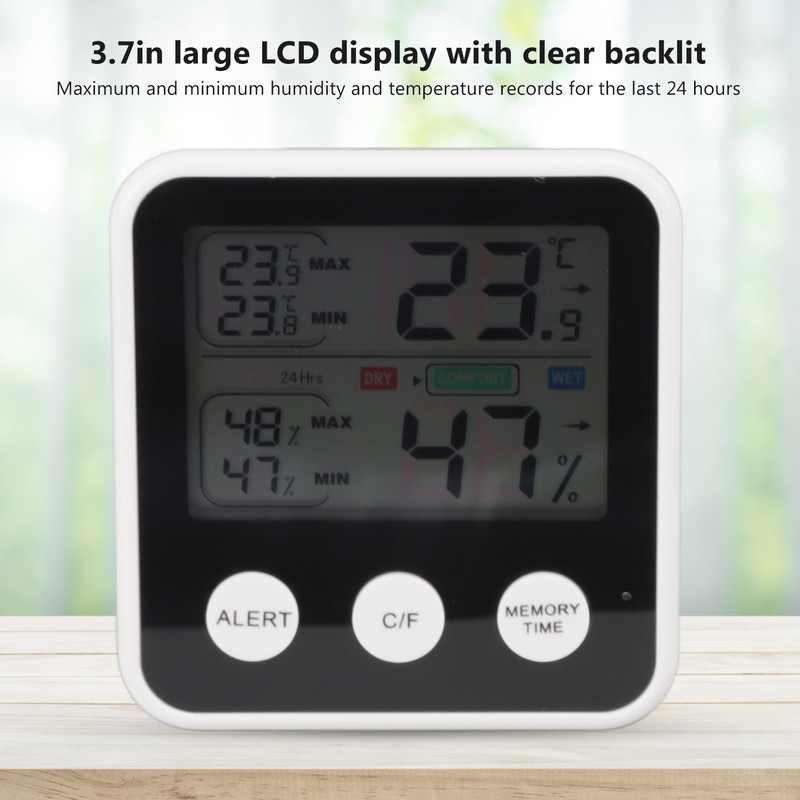 Room Thermometer 3.7in LCD Display High Accuracy Comfort Level Indicator