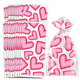 Retro Valentine Hearts Cellophane Bags I Pack of 20