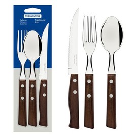 (Tramontana) Tramontana Traditional Wood Handle Cutlery Steak 3-Piece Set / (트라몬타나)트라몬티나 트레딕셔널 우드핸들 커트러리 스테이크 3P 세트