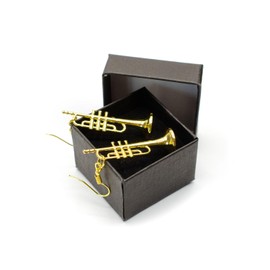 Miniblings Trumpet Earrings Orchestra Music Instrument Fun Cardboard Box Handmade Fashion Jewellery I Earrings Silver-Plated, Plastic