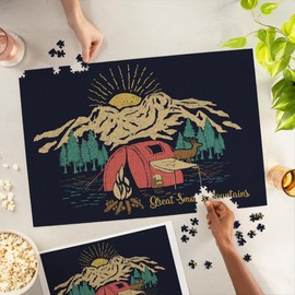 Lantern Press 1000 Piece Jigsaw Puzzle, Great Smoky Mountains, Camping Scene