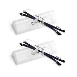 TERAISE 2-Pack Rimless Reading Glasses Blue Light Blocking Ultralight Frameless Computer Reader for Men & Women (+1.50)