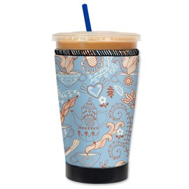 Mugzie Deluxe Iced Coffee Insulator Sleeve - Reusable Neoprene Cozy for Cold Drink Cups - Prevents Condensation and Tip Overs - Made in USA - Zen Coffee (Medium 16-18 Oz)