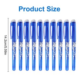 DUTIFUL 10PCS Erasable Gel Pens With Rubbers on End - Blue Ink - Rub Out Writing Instruments for Kids, Adults - School Office Supplies