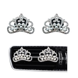 ORIESSE Silver Bling Car Air Fresheners,2pcs Elegant Crown Cute Car Air Fresheners Vent Clips Women Car Diffuser with Car Scents,Princess Car Decorations Interior Aesthetics
