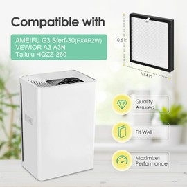 HSIAMEN G3 A3 Filter Replacement Compatible with AMEIFU G3 Sferf-30 (FXAP2W), VEWIOR A3 A3N Air Purifier, Tailulu HQZZ-260 H13 True HEPA Machine, 3-IN-1, 4-Pack