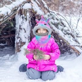 Kids Balaclava Winter Windproof Hat, Adjustable Ski Mask for Kids with Fleece Lining Cold Weather Snow Hat for Age 3-8 (Multicolored)