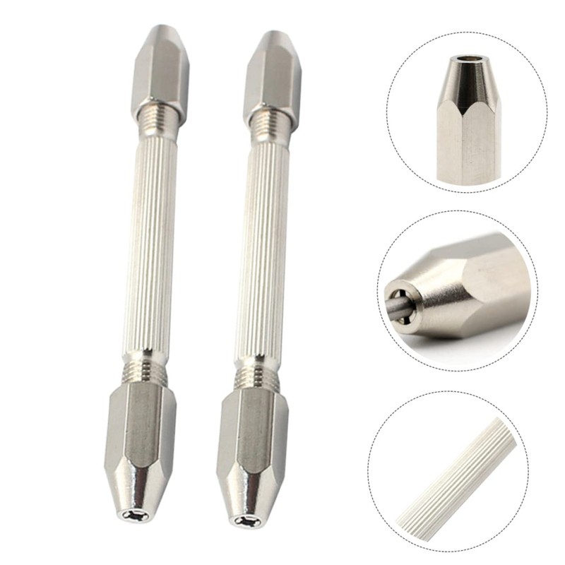 LALAFINA 3sets Mini Hand Drill Pin Vise Hexagonal Double Head