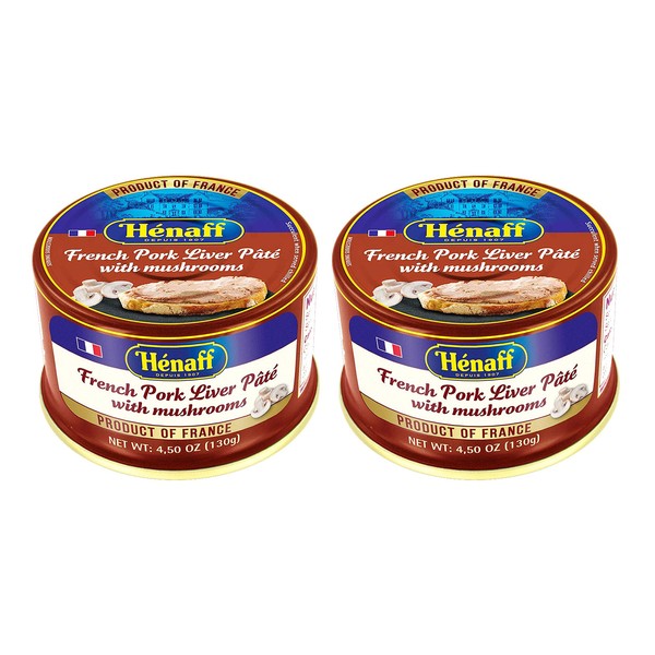 Henaff French Imported Pork Pates 2 Packs (Pork Liver Pate with Mushrooms)