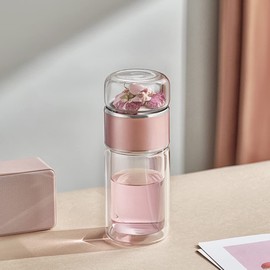 MACOLAUDER Tea Separating Water Bottle, 9.1 fl oz (280 ml), 304 Stainless Steel, Tea Cup, Tabletop, Vacuum Insulated, Heat and Cold Resistant, Direct Drinking, For Home, Work, Travel, Outdoors, Leak