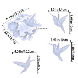 Hummingbird Epoxy Resin Molds, with 3 Pieces Hummingbirds Bird Mold Silicone Keychain Molds, Resin Mold, Epoxy Resin Casting Mold, for DIY Keychain Pendant Home Decor