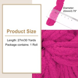 sourcing map Chunky Yarn Bulky Thick Fluffy Yarn for Crochet Soft Chenille Blanket for Hand Knitting Crocheting (Rose Pink, 30 Yards/27m)