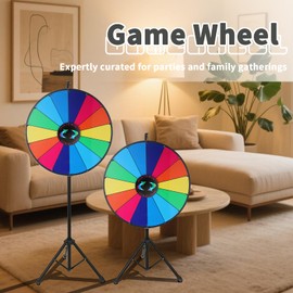 iElyiEsy Spinning Prize Wheel 24 inch with Folding Tripod Floor Stand 44”- 60” Height Adjustable 14 Slots Color Spin Wheel Spinner Game with Dry Erase & Marker Pen for Trade Show