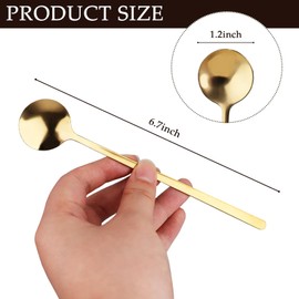 GDMINLO Gold Coffee/Tea Spoons, 6.7 Inches Long Handle, 304 Stainless Steel, 4-Piece