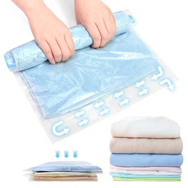 12 Pack Compression Bags For Travel No Vacuum Or Pump Needed Roll Up Vacuum Storage Bags Compression Bags For Travel Vacuum Sealer Bags For Clothes Space Saver Pack Storage Bag For Clothes Moving