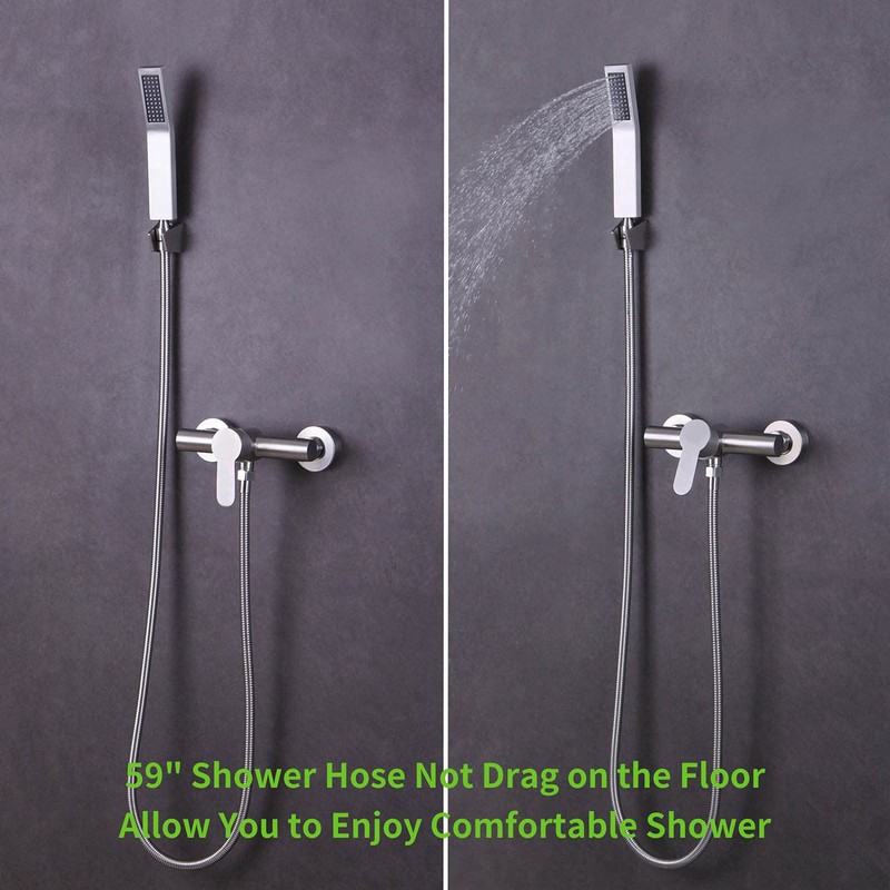 Angle Simple Brushed Nickel Shower Hose 59", Stainless Steel Replacement