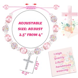 First Communion Gifts for Girls, First Communion Gifts Bracelet Inspirational Cross Bracelet with Blessing Card for Daughter Granddaughter
