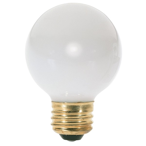 Satco S3841 120V Medium Base 25-Watt G16.5 Light Bulb, Gloss White