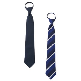 Orihika Men's One-Touch Necktie with Box, 2-Piece Set, Easy to Put on and Take Off Zipper Tie, Business Suit, Gift, Navy/Navy (AZZIP2-3)