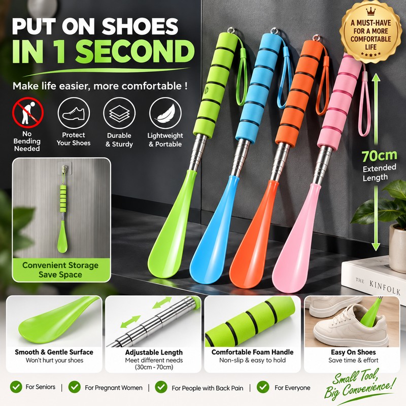 Telescopic Shoe Horn for Easy Shoe Wearing – Adjustable Stainless
