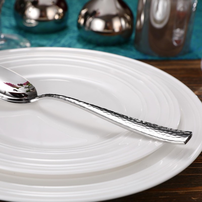 KEAWELL Premium Louis Hammered Serving Utensils, 18/10 Stainless Steel, Squared