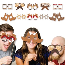 Big Dot of Happiness Western Hoedown Glasses and Masks - Paper Card Stock Wild West Cowboy Party Photo Booth Props Kit - 10 Count